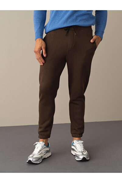 Xint Erkek Kahve Pamuklu Regular Fit Basic Sweat Pantolon
