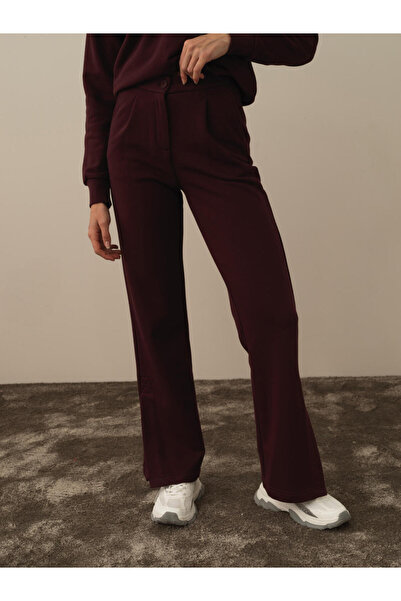 Xint Kadın Bordo Pamuk Dokulu Regular Fit Sweat Pantolon