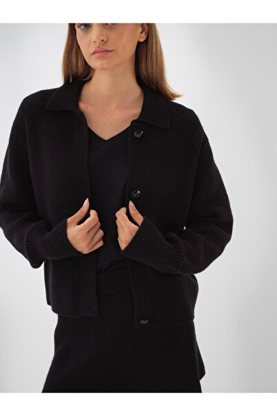 Xint Kadın Siyah Yünlü Triko Ceket