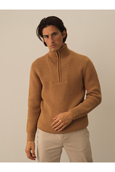 Xint Erkek Camel Regular Fit Yünlü Kazak
