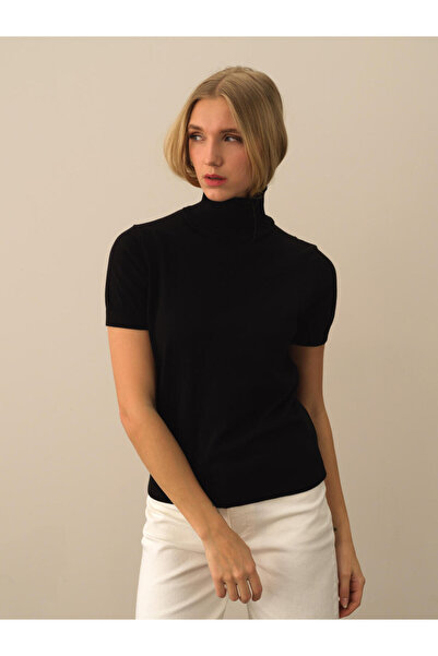 Xint Kadın Siyah Pamuk Dokulu Regular Fit Kazak