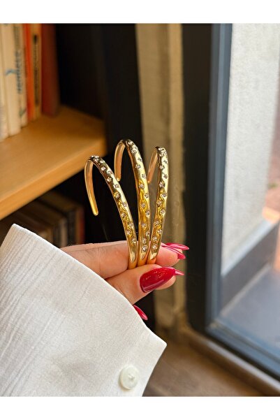 HOUSEKİ Ayarlanabilir Yıldız Desenli Çelik Kararmaz Vintage Bilezik Kelepçe