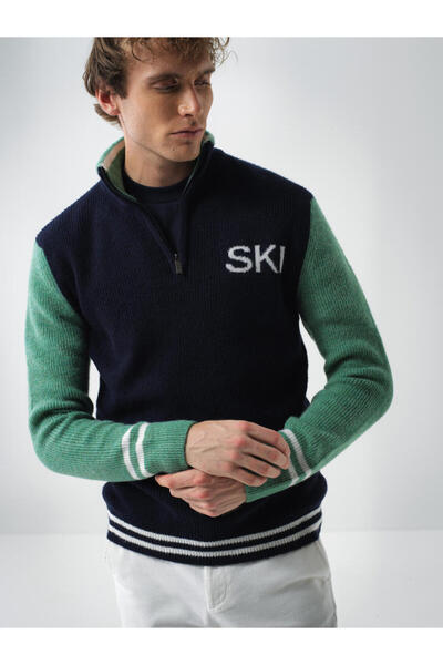 Xint Erkek Lacivert Mohaır Desenli Kazak