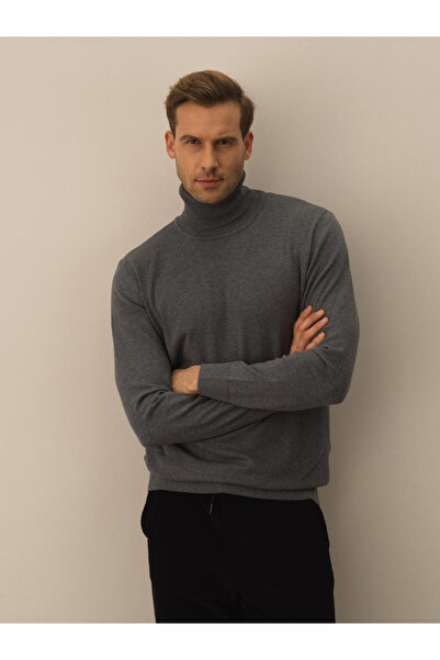 Xint Erkek Kgrimelanj Pamuklu Balıkçı Yaka Regular Fit Basic Kazak