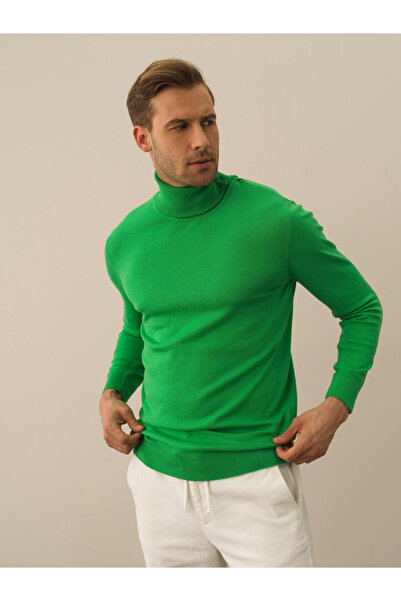 Xint Erkek Yeşil Pamuk Dokulu Regular Fit Kazak
