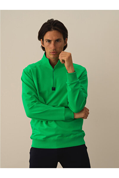 Xint Erkek Yeşil Pamuk Dokulu Regular Fit Sweatshirt