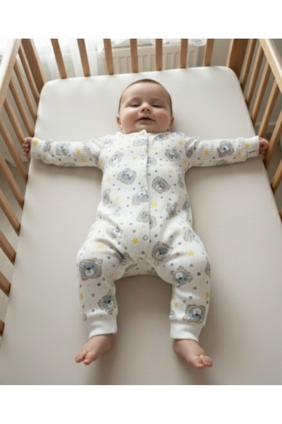 MRC BABY %100 pamuklu ayıcık desenli bebek tulumu