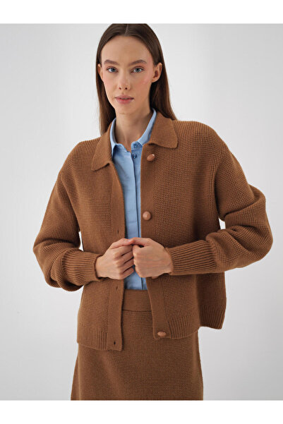 Xint Kadın Camel Yünlü Triko Ceket
