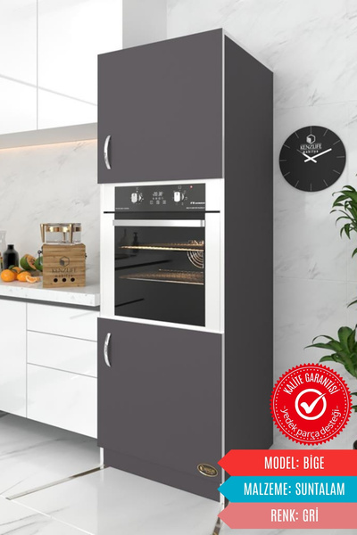 Kenzlife Ankastre Fırın Dolabı Bige Gri Mutfak Banyo Kiler