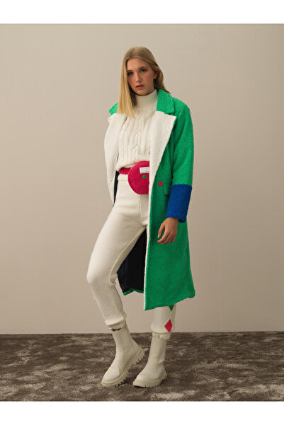 Xint Kadın Yeşil Oversize Kuzu Kaban