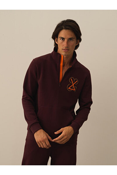 Xint Erkek Bordo Pamuklu Regular Sweatshirt