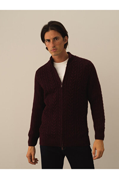 Xint Erkek Bordo Lüks Pamuk Dokulu Regular Fit Hırka