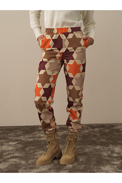 Xint Kadın Bordo Pano Baskı Pantolon