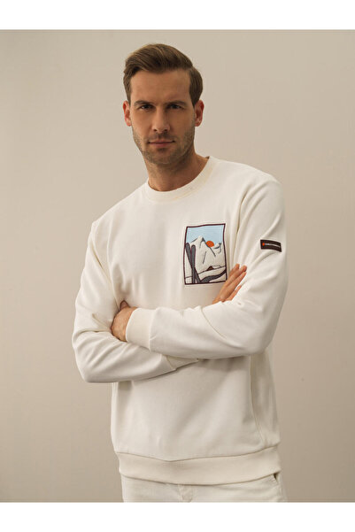 Xint Erkek Ekru Pamuklu Regular Sweatshirt