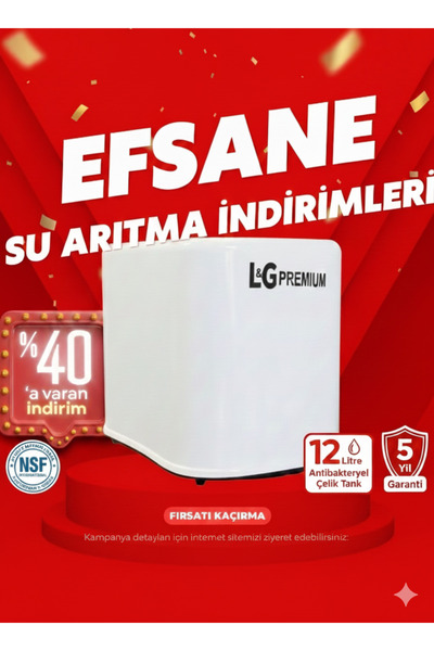 L&G PREMİUM Su Arıtma Cihazı Pompasız 12 Litre 14 Aşamalı Kırmızı