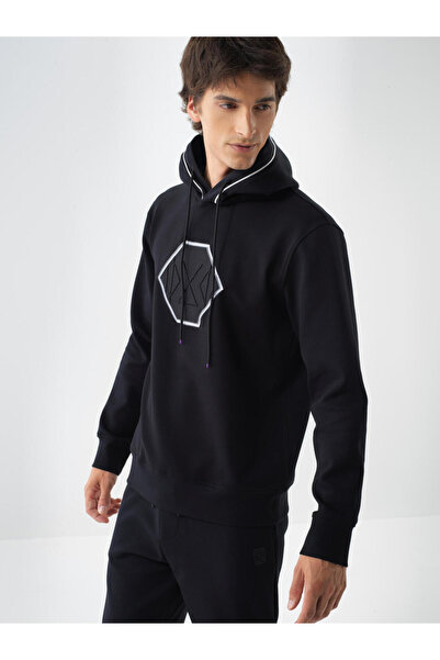 Xint Erkek Siyah Pamuklu Baskılı Sweatshirt