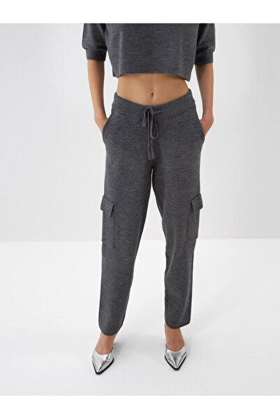 Xint Kadın Antrasıt Yünlü Kargo Cep Pantolon