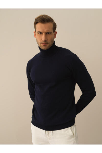 Xint Erkek Lacivert Pamuk Dokulu Regular Fit Kazak