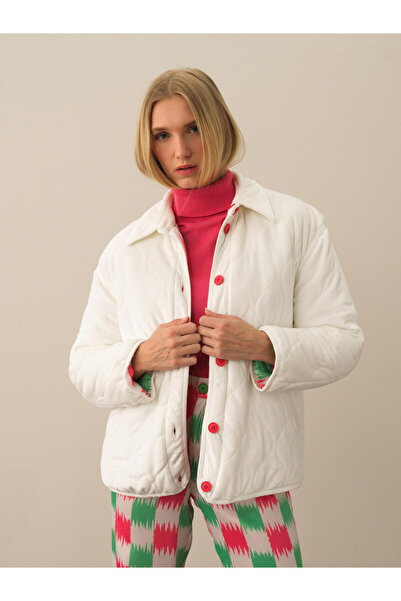 Xint Kadın Beyaz Oversize Çift Taraflı Mont