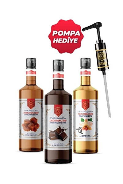 Nish Coffee Nish Vanilya,Karamel,Çikolata Aromalı Şurup 3 x 700 ML - Pet Şişe...