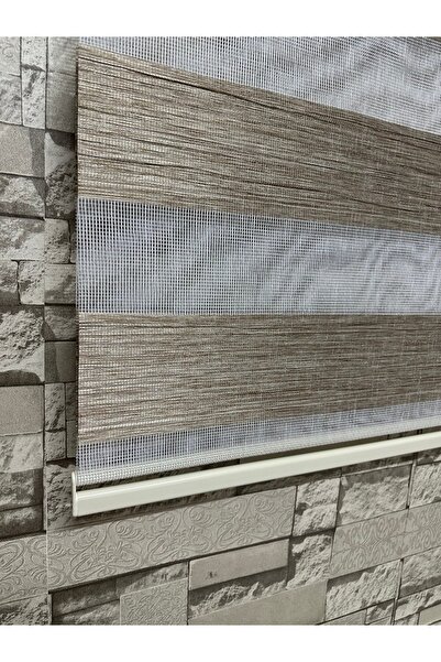 PERDECİNİZ KETEN KIRIK PLİSE ZEBRA PERDE KAHVE RENK ALÜMİNYUM KASA (Etek Düz)...