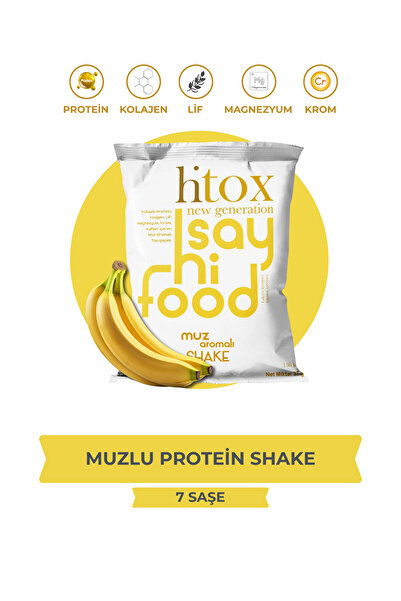 HİTOX Muzlu Yüksek Proteinli Toz (Magnezyum, Kolajen, Whey Protein, Krom İçer...