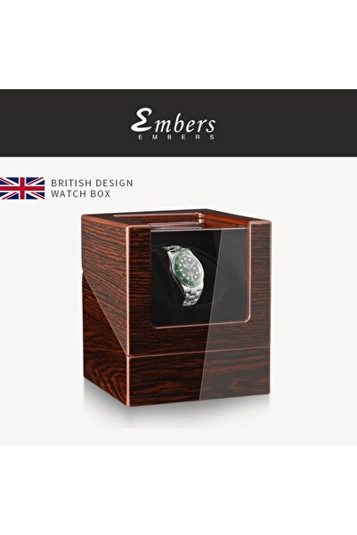 Choice M11071 Embers Luxry ساعة واحدة مع بطارية خشبية وصندوق ساعة هزاز أوتوما...