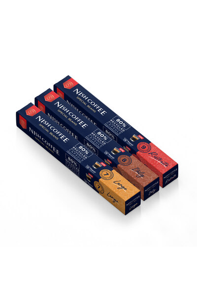 Nish Coffee Nespresso Uyumlu Kapsül Kahve 3'lü Set (Lungo,Italy,Risteretto)-3...