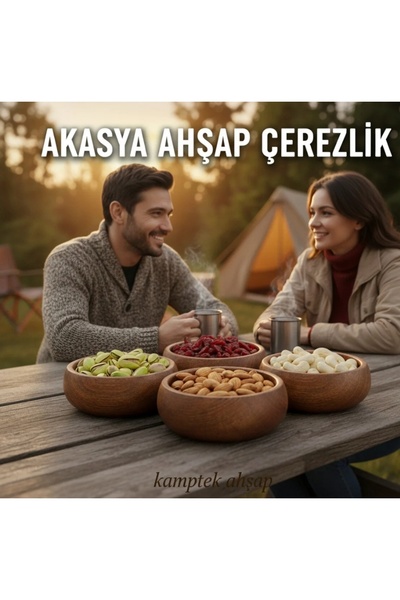 camp one Kamptek Ahşap Atölyesinden Ahşap Çerezlik Yuvarlak Model Kalın Sunum...