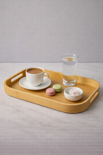 YzHome 1Pcs Small Size Bamboo Square Tray Presentation Serving Tray 33*22cm