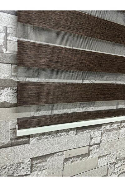 PERDECİNİZ KAHVE RENK BAMBU ZEBRA PERDE ALÜMNİNYUM KASA (Etek Düz) ENXBOY