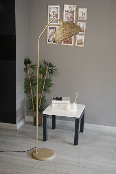 Bamyum Bohem Recycle İplik Jüt El Yapımı Hasır Lambader Hareketli Başlık Sütl...