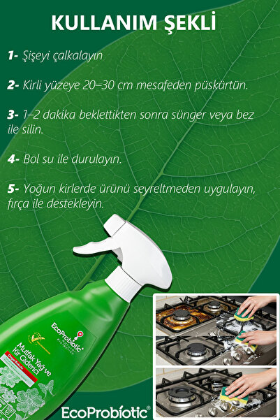 EcoProbiotic Mutfak Yağ Çözücü Sprey 500 ml | Organik, Ağır Kimyasal İçermez