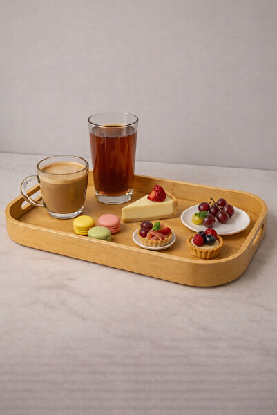 YzHome 1Pcs Large Size Bamboo Square Tray Presentation Serving Tray 47*34cm