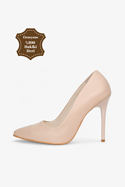 Grasyano Високи обувки от естествена кожа в телесен розов цвят - 10,5 см. Удо...