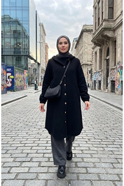 sefamerve Čepice s kapucí a knoflíky 0201-05 Černá