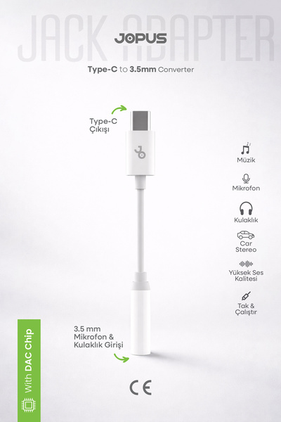 Jopus Aux Type-c To 3.5mm Jack Uyumlu Kulaklık Dönüştürücü - İphone, İpad Ve ...