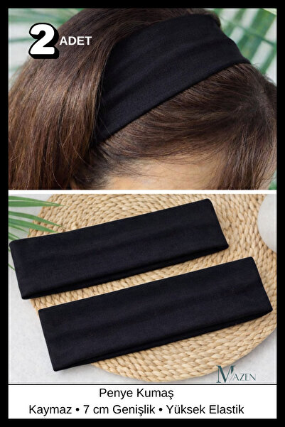 MAZEN قطعتان من عصابة رأس رياضية سوداء متعددة الأغراض من القطن الممشط، عصابة ...
