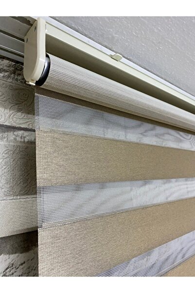 PERDECİNİZ Kahve Renk Zebra Perde Kalın Kumaş(etek Düz) ENXBOY