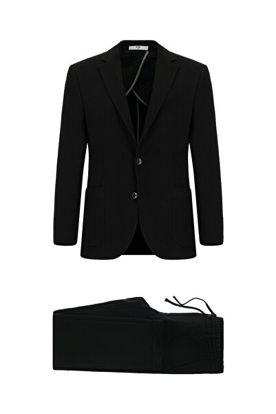 Kiğılı 6 Drop Regular Fit Standart Kesim Armürlü Beli Lastikli İpli Takım Elbise