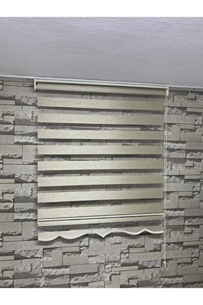 PERDECİNİZ Bambu Krem Renk Zebra Perde Alüminyum Kasa (ALT KISMI ETEKLİ)