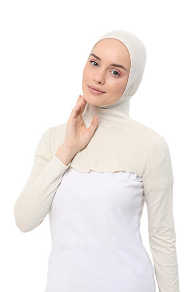 Altobeh Gât Guler Bonnet Manecă Lungă Cremă