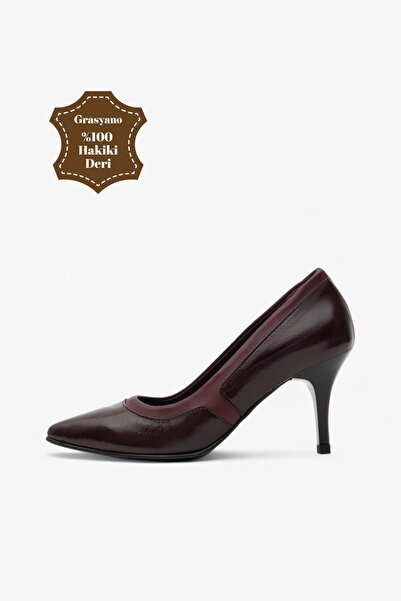 Grasyano Hakiki Deri Bordo 1. Kalite Rugan Ve Düz Deri Mix Comfort Şık 7,5 Cm...
