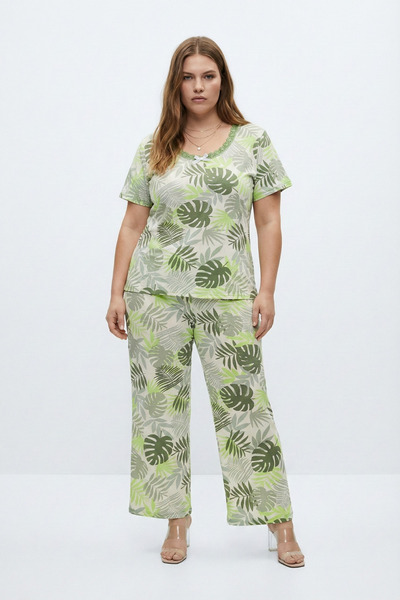 Mivoon Σετ πιτζάμες με μοτίβο από ύφασμα μπαμπού με λεπτομέρεια από δαντέλα σ...