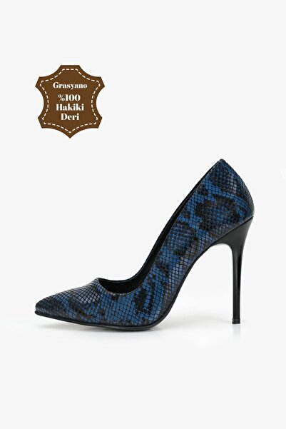 Grasyano 100% натуральна шкіра, синій зміїний візерунок, чорний колір, 1-й со...