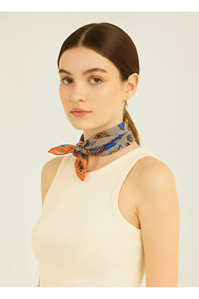nehir eşarp Kızılderili Motif Desen Pliseli Fular Bandana