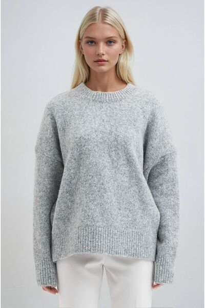Lijuri Gray Bicycle Collar Knitwear Sweater 1384