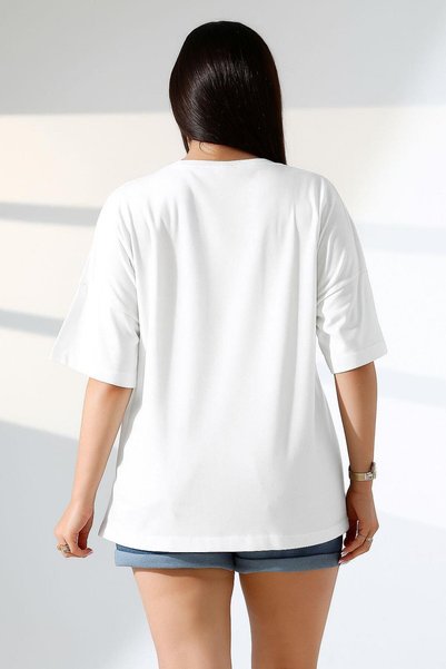 Curly Bone Stone Boat Neck T-Shirt