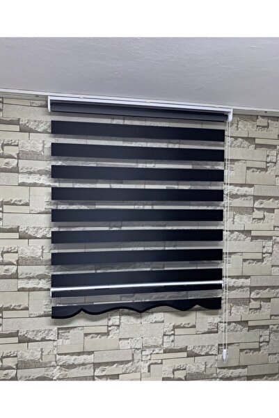 PERDECİNİZ Siyah Renk Bambu Zebra Perde Alüminyum Kasa (etekli) enxboy