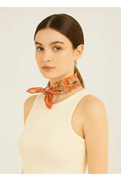 nehir eşarp Kuş & Çiçek & Meyve Desen Pliseli Fular Bandana